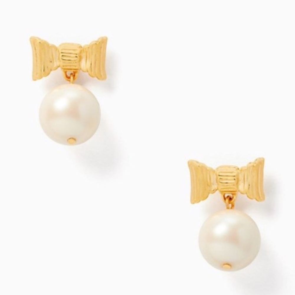 Kate Spade Pearl & Gold Bow Earrings - Picture 5 of 13
